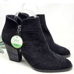 Paul Green Boots US SIZE 8 Malibu Bootie Black Nubuck Double Zip Block Heel New